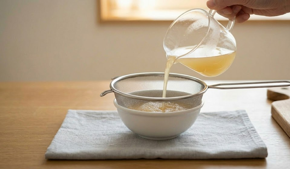 Trứng Hấp Siêu Mềm, Không Rỗ – Công Thức Đơn Giản Cho Người Bận Rộn 6 Lọc Trứng qua rây để loại bỏ cặn