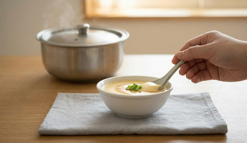 Trứng Hấp Siêu Mềm, Không Rỗ – Công Thức Đơn Giản Cho Người Bận Rộn 9 Thành quả trứng hấp mềm mịn, mượt mà